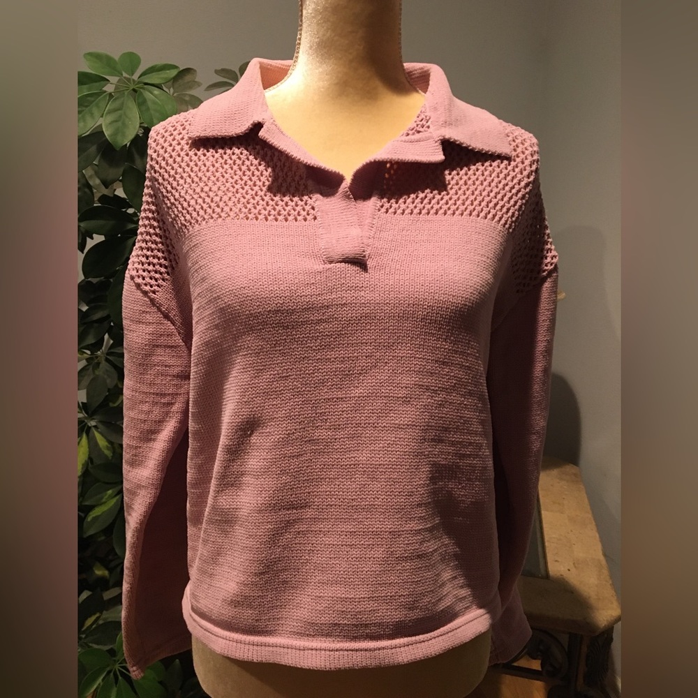 Zara Cropped Pink Knit Sweater With Long sleeves Size M